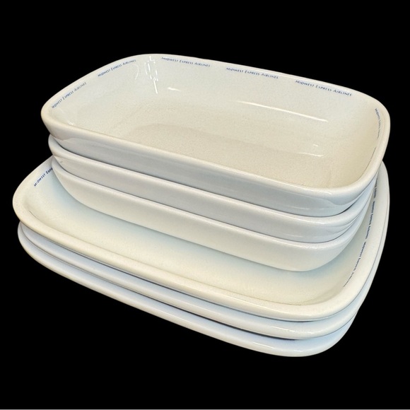 Vintage Midwest Express Airlines First Class Snack Trays & Dinner Plates - Picture 1 of 9